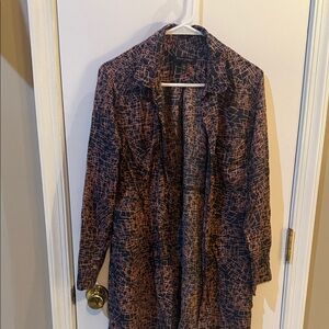 Banana Republic Navy and Pink Geometric Blouse